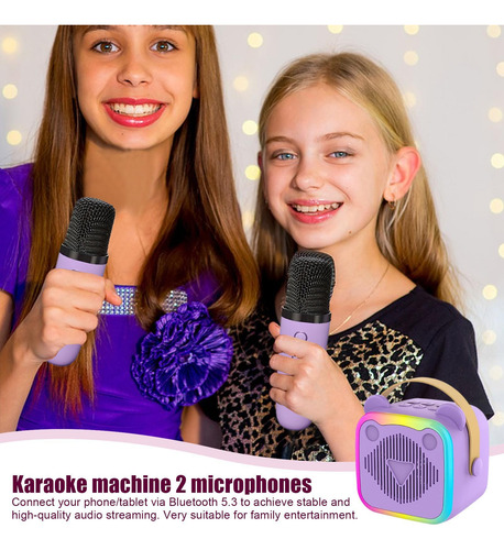 Máquina De Karaoke Mini Con 2 Micrófonos Inalámbricos