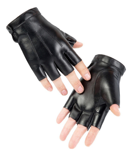 4 Guantes De Medio Guantes De Cuero Pu A Prueba De Golpes