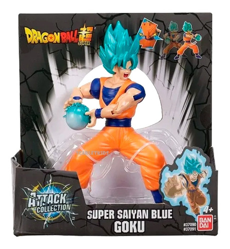 Dragon Ball Super Blue Goku Lanzador 17 Cm Attack Bandai