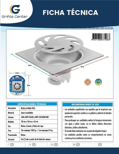 Imagen 2 de 3 de Rejilla Para Piso En Acero Inoxidable Rml