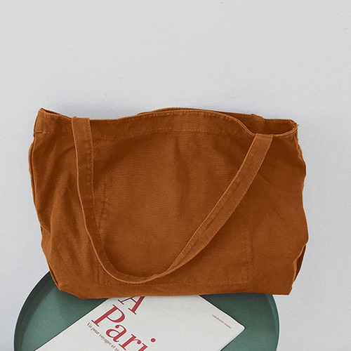 Bolsa De Compras De Lona De Color Sólido Para Mujer, Bolso De Mano