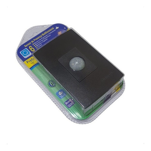 Sensor De Presença Multifuncional Parede 180º Pt Qualitronix Cor Negro