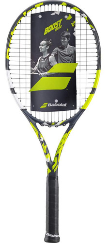 Raqueta De Tenis Babolat Boost Aero, Tamaño De Grip 4 3/8 ( 3 ) , Encordada, Color Gris Y Amarillo, Peso 260g, De Grafito