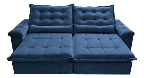 Sofá Retrátil 2,55m Cama Inbox Big Fresh. Com Softgel d40 Cor Azul