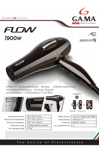 Imagen 1 de 2 de Secador Flow Ion Gama Italy
