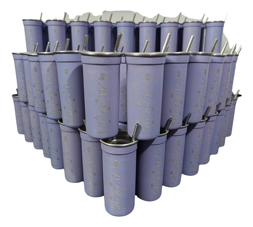 15 Vasos De Aluminio + Sorbete Para /souvenir/fiestas/15años Lila