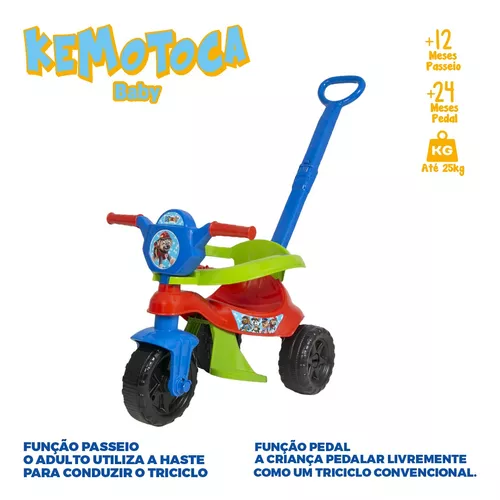 Triciclo velotrol andador com pedal mini moto infantil feminina motoquinha  de brinquedo totoca de 3 rodas motinha