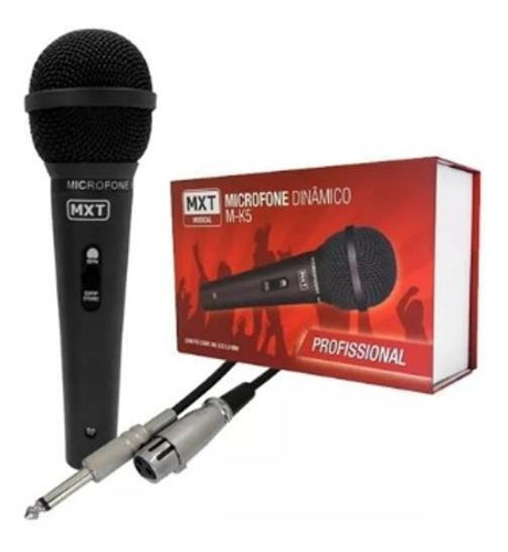 Microfone Dinâmico M-k5 Mxt Preto Metal Com Fio