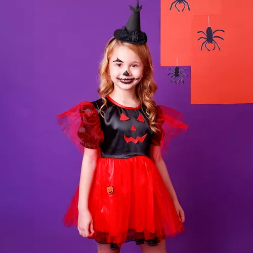 Fantasia Halloween Infantil Vermelho E Preto