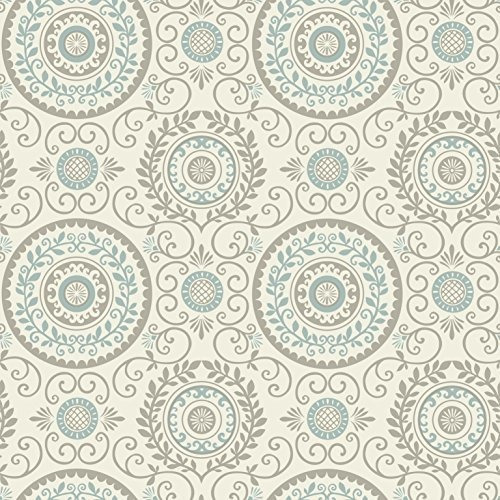 Papel Tapiz - Brewster ******* Annabel Aqua Medallion Fondo 