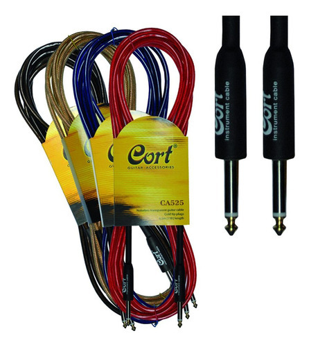 Cable Guitarra O Bajo Plug 5 Metros Cort Ca525 Color Rojo