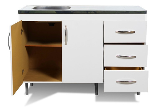 Imagen 3 de 10 de Combo Mueble De Cocina Bajomesada + Alacena Blanco Blanco