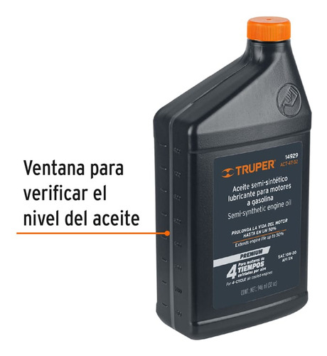 Aceite semi-sintético, motor 4 tiempos, 946ml (32oz)