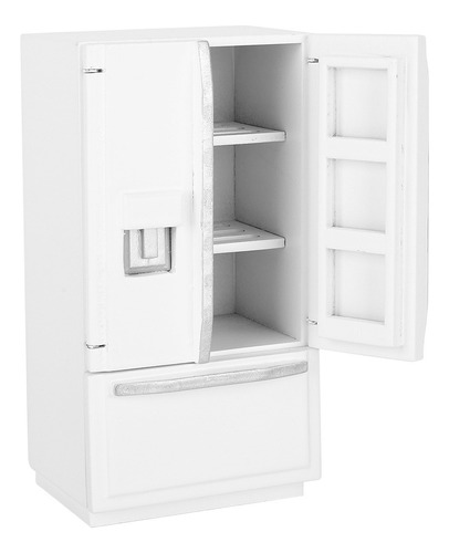 Refrigerador Modelo 1:12 Mini Puerta Doble De Madera De Abed