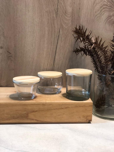 Imagen 6 de 9 de Tapa Madera Vaso Tennessee Poli Light Velas Portavelas X10un