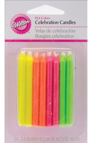 Wilton Velas De Cumpleaños, 2.5 Pulgadas, Colores Calientes