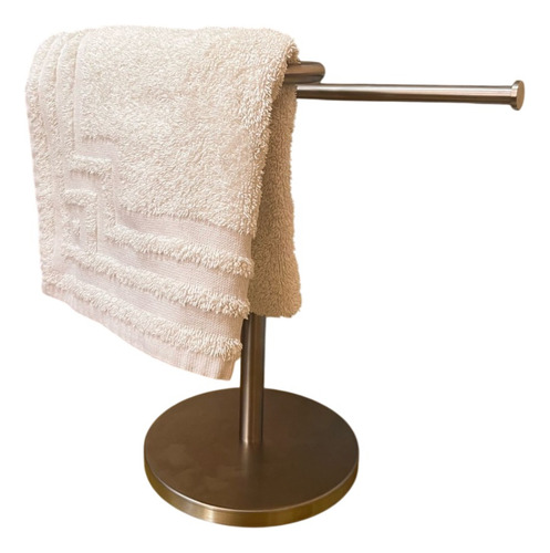 Toallero Porta Toallas Mesada Inoxidable Sin Agujeros Doble Plateado