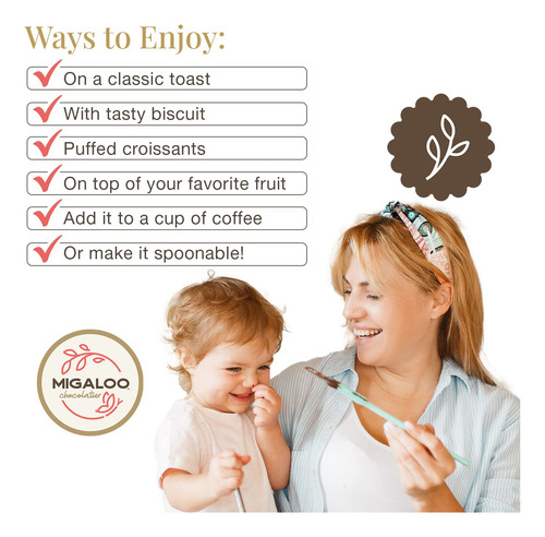 Migaloo Chocolatier Gourmet Chocolate Con Leche Untable, Sin