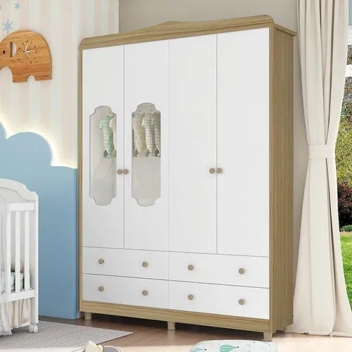 Armario infantil Peroba de Noah Furniture, color blanco brillante y roble
