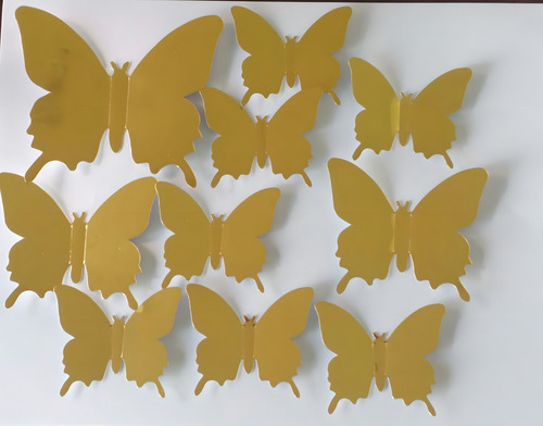 Pegatinas De Pared Mariposa Tipo Espejo Material Vinilo Color Dorado