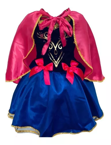 Vestido Infantil Frozen Com Capa Luxo Festas De Princesas