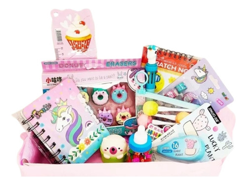 Kawaii Box 10 Articulos Papelería Caja Sorpresa Regalo Niña 