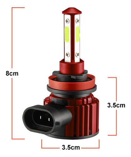 Bombilla Led H8 H9 H11 De 4 Lados, Combinación De Luz Alta/b