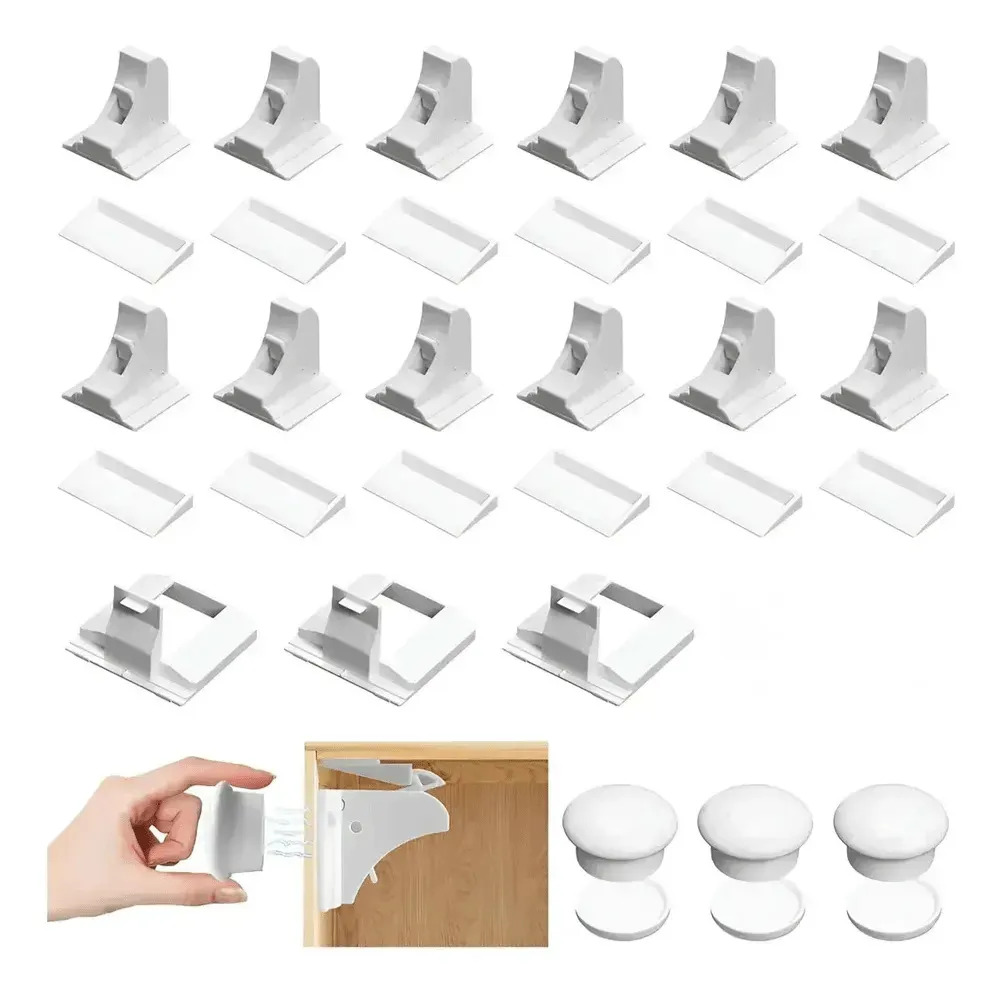 Kit 12 Trava Gaveta Magnética Armário Segurança Crianças Branco Brilho