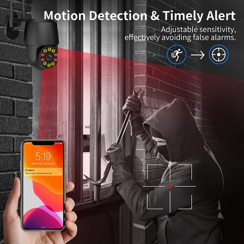 Imagen 6 de 10 de Cameras De Seguridad Wifi Exteriore 1080p Con Alarma De Luz