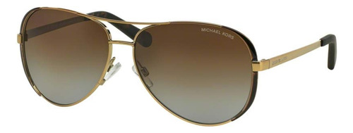 Michael Kors Mk Chelsea Aviator - Lentes De Sol Polarizados. Color Dorado/marrón
