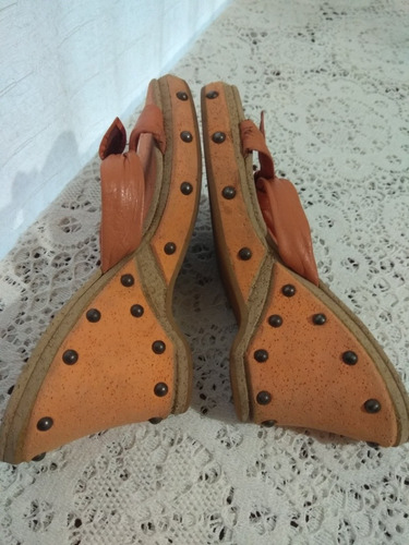 Sandalias De Cuero Taco Chino Clona