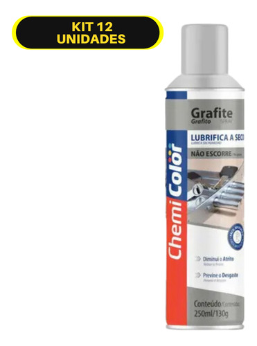 Kit 12 Grafite Spray Lubrificante A Seco 250ml Chemicolor