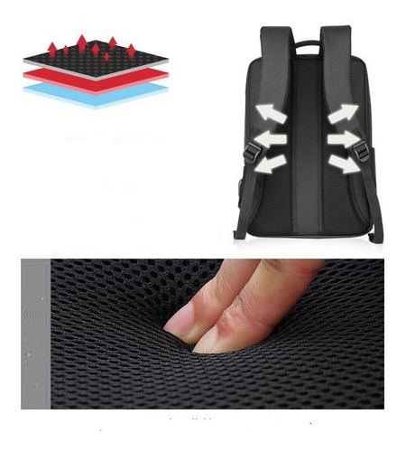 Imagen 10 de 10 de Mochila Impermeable Negocios Laptop 15.6 Hombres Usb