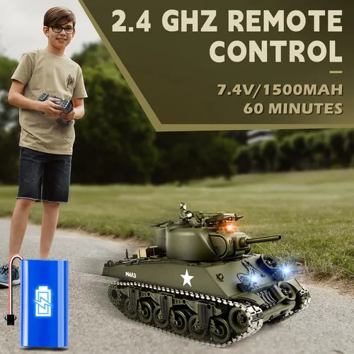 Rc Tank Dbshoot M4a3 Sherman 1/18 Metal Tracks 60 Minutos De