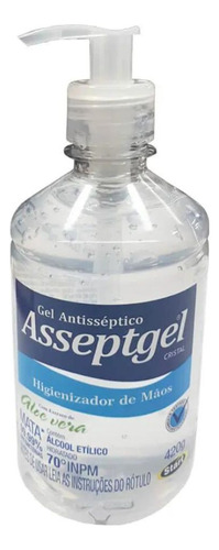 Álcool Gel 70º Para Mãos 420g Bactericida Asseptgel