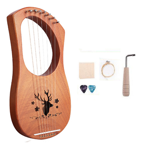 . Instrumento De Corda De Madeira Harp De 7 Cordas Com
