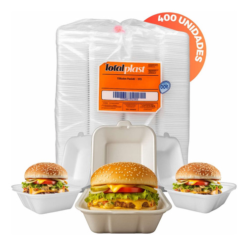 Hamburgueira De Isopor H03 Embalagem Grande Com 400 Unidades