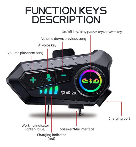 Intercomunicador Moto Bluetooth Casco Audifono Inalambrico