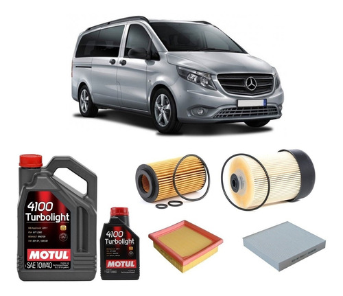 Kit 4 Filtros Mercedes Vito Wega Y Motul 10w40 X6 Litros