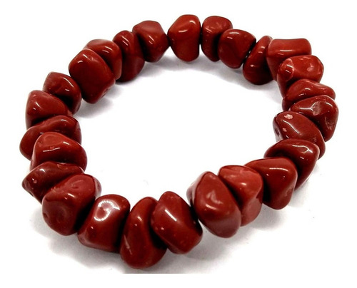 Pulseira De Cascalho Jaspe Vermelho Pedra De Proteção Chakra