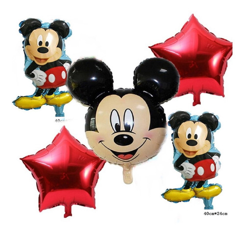 7 Balões Metalizados Mickey E Turma/estrela Azul De 45 Cm