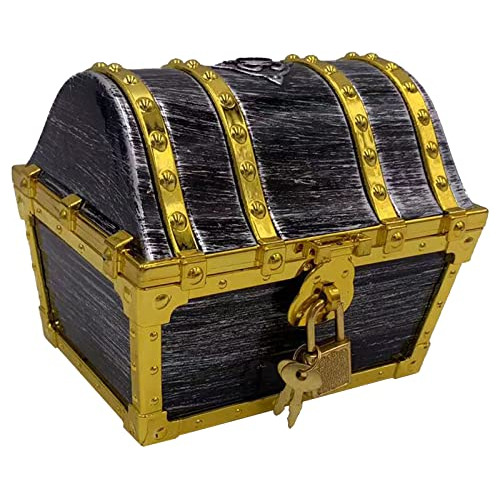 Kids Pirate Treasure Chest Storage Box, Golden Border D...
