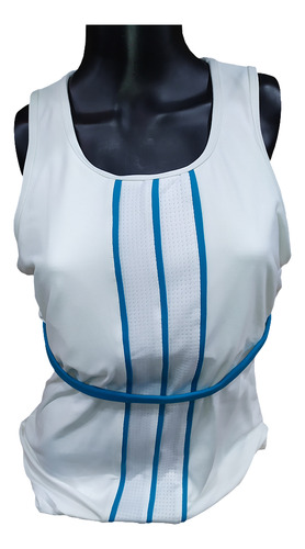 Blusa Para Tenis Blanco Con Rayas Azules De Dama - Sofibella