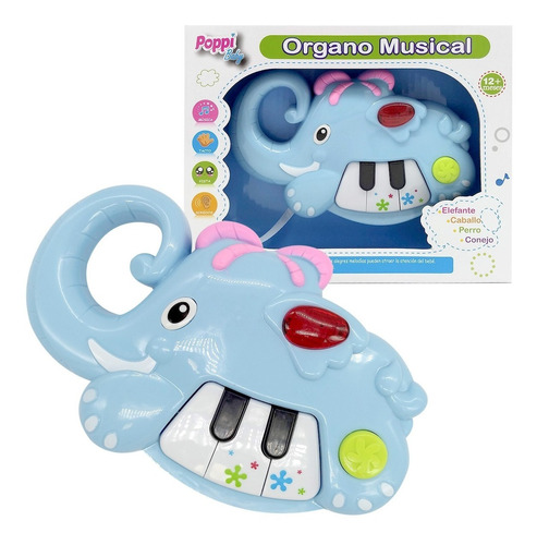 Mini Piano Didactico Elefante Con Luz Primera Infancia Poppi