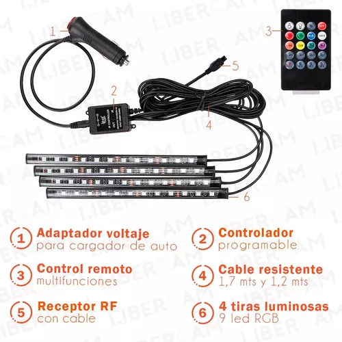 Tiras Luces Led Tunning Auto Deco Interior Audioritmica 12v