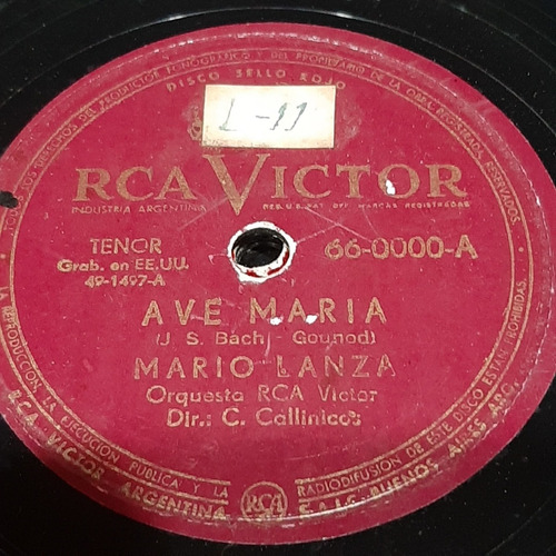 Pasta Mario Lanza Orq Rca Victor C376