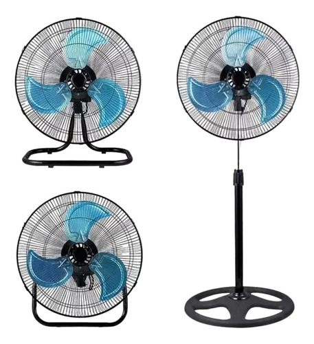 Ventilador De18 Pulgadas Negro Pedestal, Piso, Pared 3 En 1