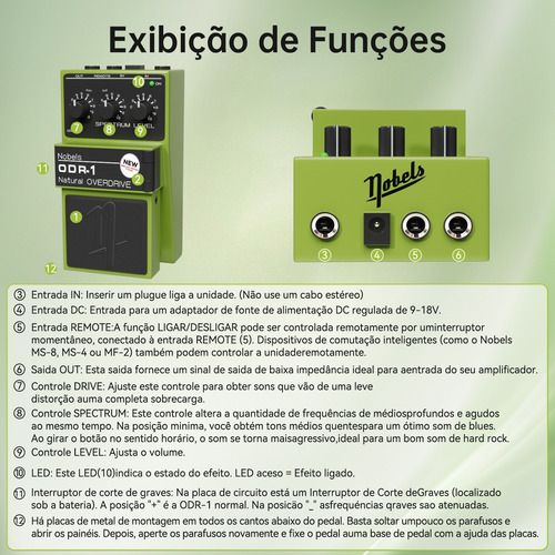 Efeitos Guitarra Nobels Odr-1 Com Interruptor Corte Graves