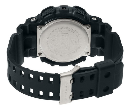 Imagen 2 de 4 de Reloj de pulsera Casio G-Shock GA-100 de cuerpo color negro, analógico-digital, para hombre, fondo negro, con correa de resina color negro, agujas color blanco, dial negro y gris, subesferas color negro y gris, minutero/segundero gris, bisel color negro y hebilla doble