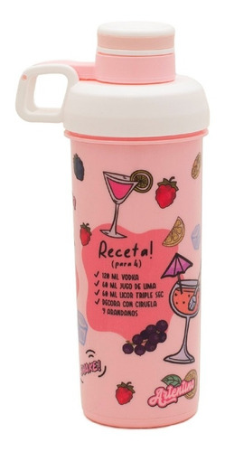 Imagen 2 de 7 de Botella Shaker Vaso Coctel Receta Medidor Tragos Mezclador